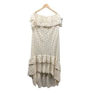 Winston‎ White Eyelet Off Shoulder Maxi Dress Women’s L Cream Ruffle Boho US